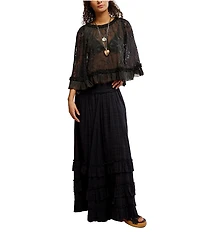 Free People FP One Brynn Mid Rise Tiered Ruffle Maxi Skirt