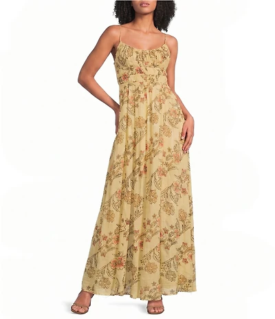 Free People FP One Ciella Printed Scoop Neck Sleeveless A-Line Maxi Dress