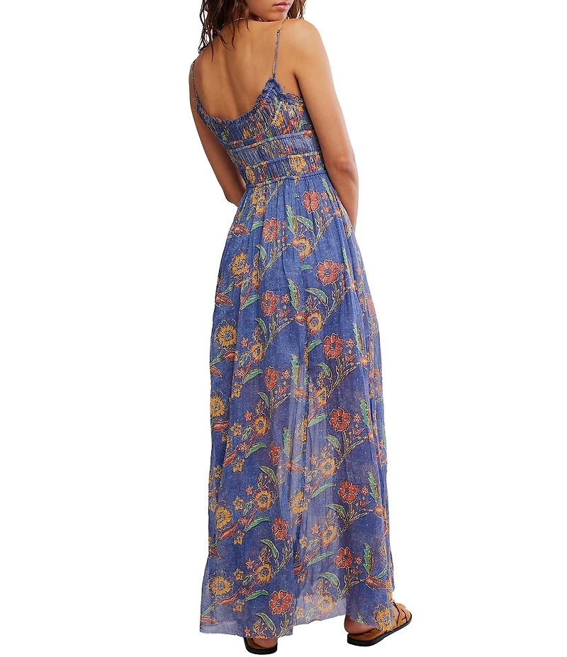 Free People FP One Ciella Printed Scoop Neck Sleeveless A-Line Maxi Dress