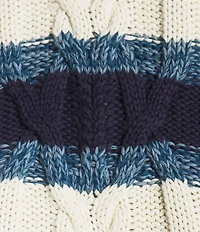 Free People Frankie Cable Stripe Crew Neck Long Sleeve Sweater