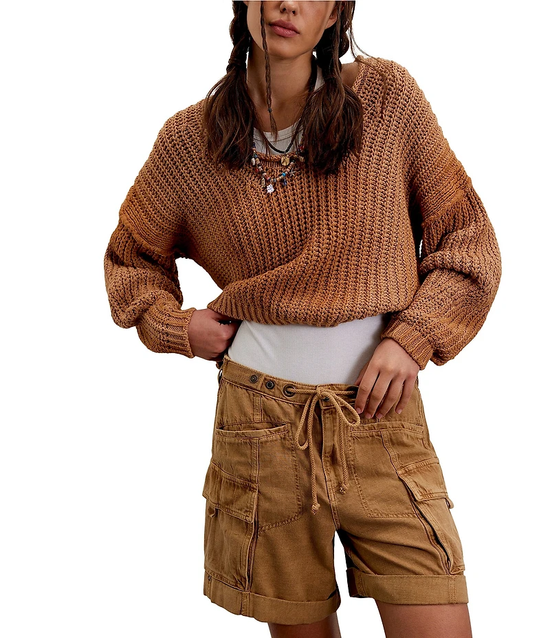 Free People Frankie Washed Low-Rise Cargo Shorts