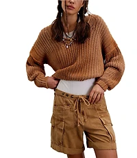 Free People Frankie Washed Low-Rise Cargo Shorts