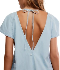 Free People Free Fall V-Neck Short Sleeve Denim Romper