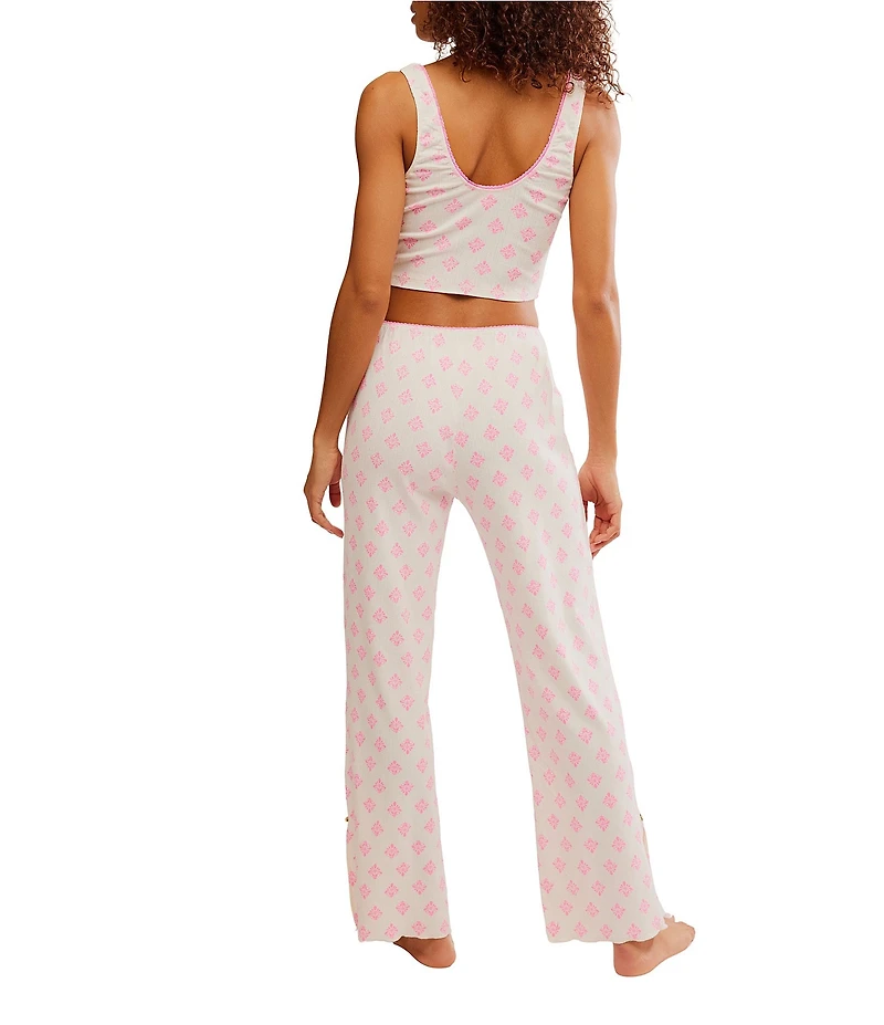 Free People Fresh In Love Ditsy Floral Pointelle Knit Lounge Set