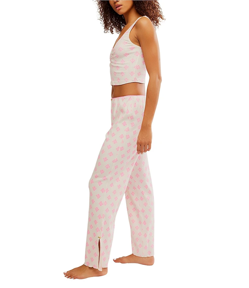 Free People Fresh In Love Ditsy Floral Pointelle Knit Lounge Set