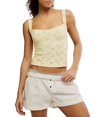 Free People Full Bloom Eyelet Scoop Neck Sleeveless Cami Top