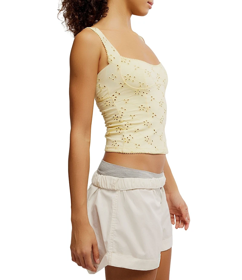 Free People Full Bloom Eyelet Scoop Neck Sleeveless Cami Top