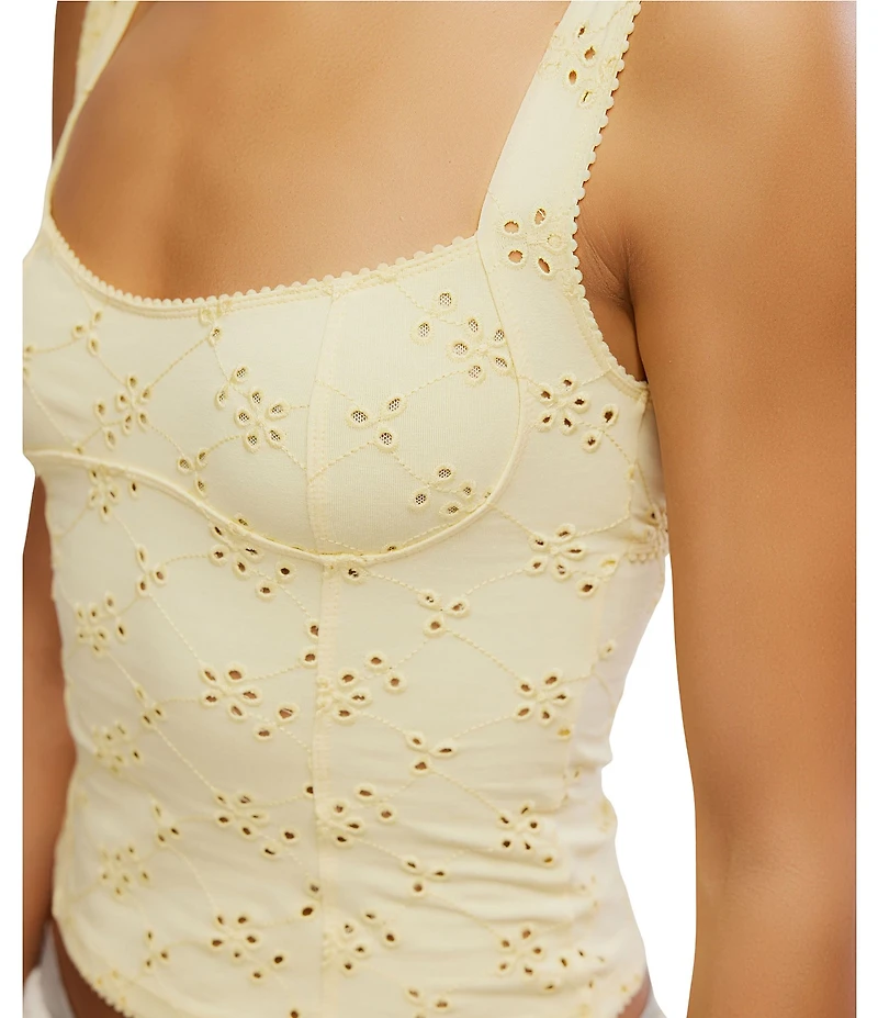 Free People Full Bloom Eyelet Scoop Neck Sleeveless Cami Top