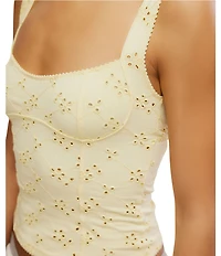 Free People Full Bloom Eyelet Scoop Neck Sleeveless Cami Top