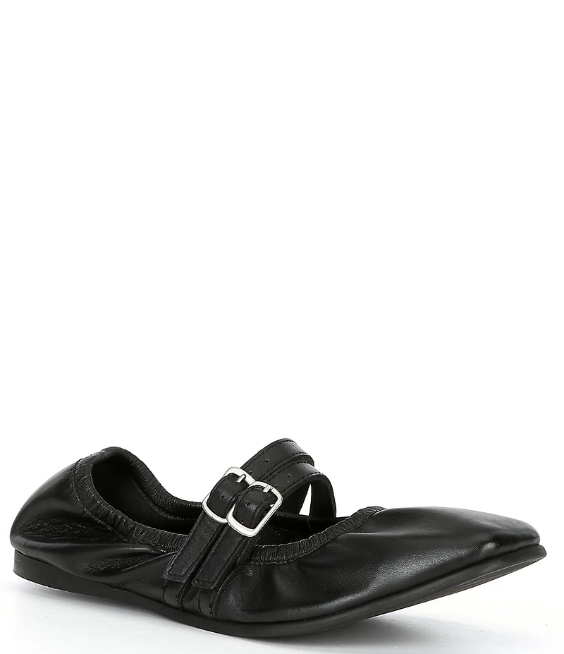 Free People Gemini Leather Buckle Mary Jane Ballet Flats