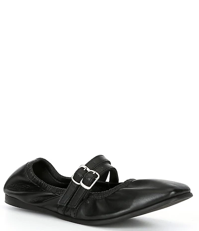 Free People Gemini Leather Buckle Mary Jane Ballet Flats
