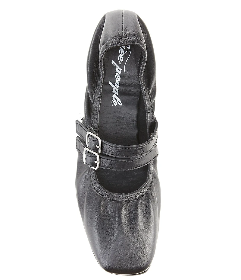 Free People Gemini Leather Buckle Mary Jane Ballet Flats