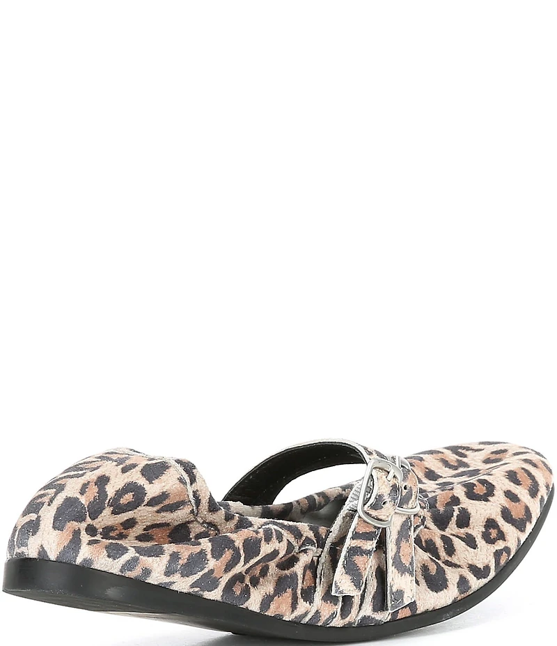 Free People Gemini Suede Leopard Print Buckle Mary Jane Ballet Flats