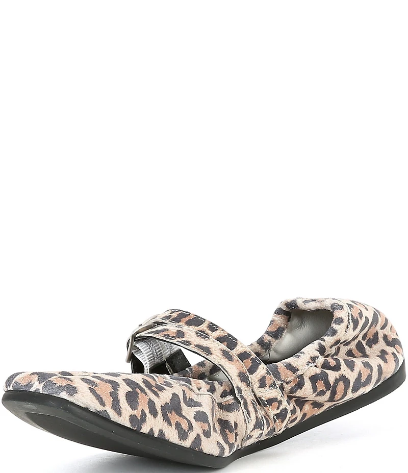 Free People Gemini Suede Leopard Print Buckle Mary Jane Ballet Flats
