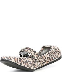 Free People Gemini Suede Leopard Print Buckle Mary Jane Ballet Flats