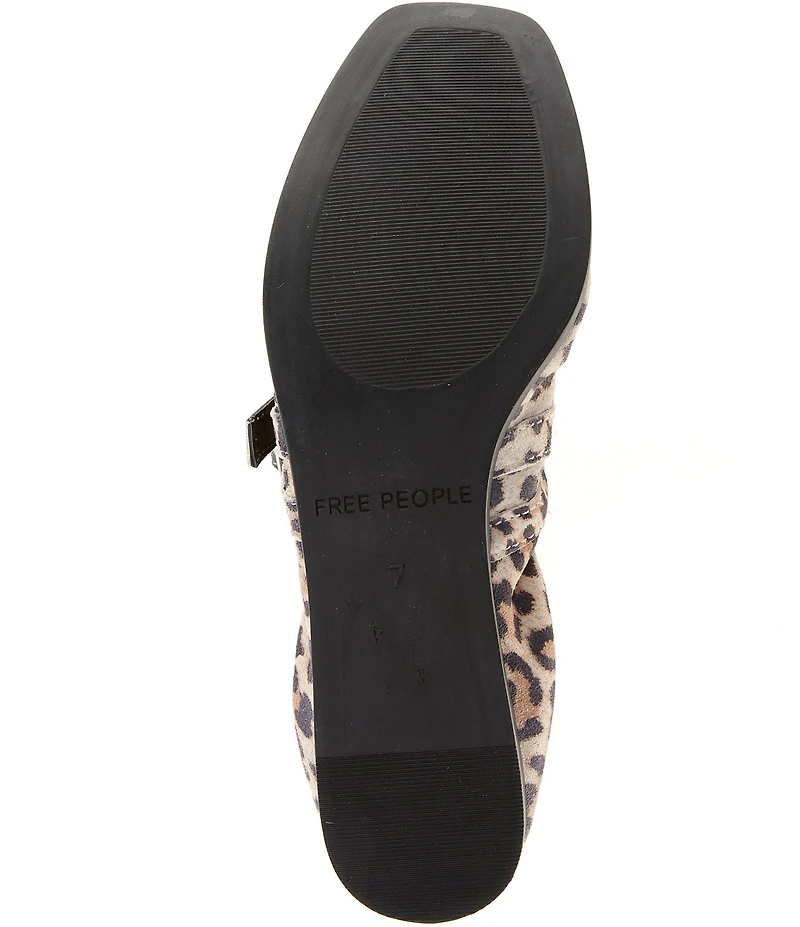 Free People Gemini Suede Leopard Print Buckle Mary Jane Ballet Flats