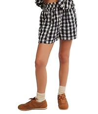 Free People Get Free Seersucker Gingham Coordinating Pull-On Shorts