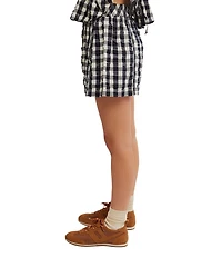 Free People Get Free Seersucker Gingham Coordinating Pull-On Shorts
