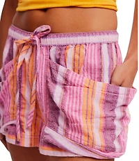 Free People Good Fortune Stripe Print Mid-Rise Wrap-Around Pocket Shorts