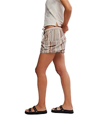 Free People Good Fortune Stripe Print Mid-Rise Wrap-Around Pocket Shorts