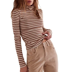 Free People Good Good Turtle Neck Long Sleeve Ribbed Knit Top