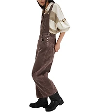 Free People Good Luck Square Neck Sleeveless Barrel Leg Denim Overalls