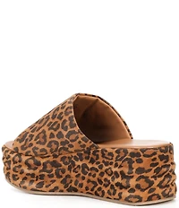 Free People Harbor Leopard Print Suede Platform Slide Sandals