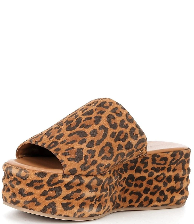 Free People Harbor Leopard Print Suede Platform Slide Sandals