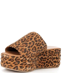 Free People Harbor Leopard Print Suede Platform Slide Sandals
