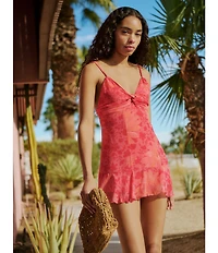 Free People Heat Of The Moment Floral Print V-Neck Sleeveless Mini Dress
