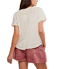 Free People Heirloom Henley Neck Short Sleeve Tee