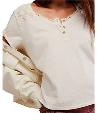 Free People Heirloom Henley Neck Short Sleeve Tee