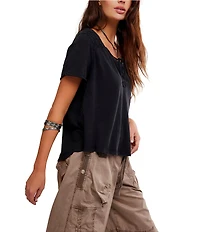 Free People Heirloom Henley Neck Short Sleeve Tee