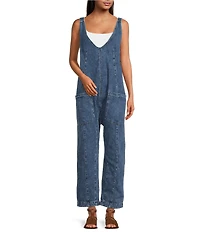 Free People High Roller Scoop Neck Sleeveless Denim Jumpsuit