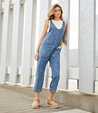 Free People High Roller Scoop Neck Sleeveless Denim Jumpsuit