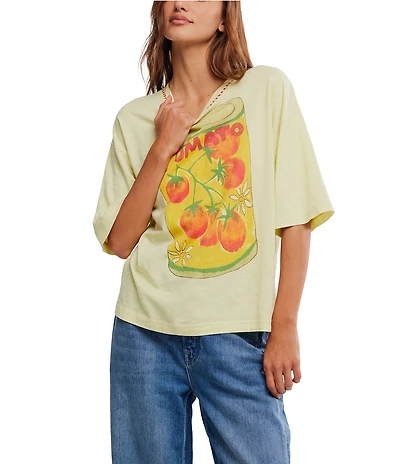 Free People In Spring Crew Neck Short Sleeve Graphic Tee