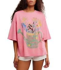 Free People In Spring Graphic Print Crew Neck Short Sleeve Graphic Tee
