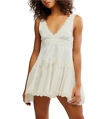 Free People In This Groove V-Neck Sleeveless Mini Slip Dress