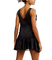 Free People In This Groove V-Neck Sleeveless Mini Slip Dress