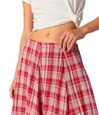 Free People Ives Plaid Printed Mid Rise A-Line Maxi Skirt