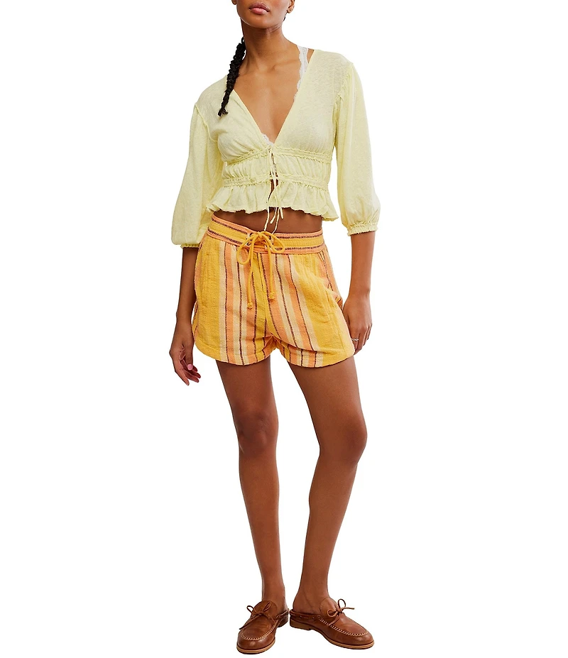 Free People Kalli Yarn-Dyed Stripe Pull-On Shorts
