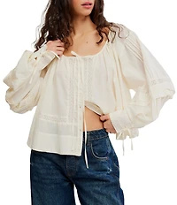 Free People La Lune Scoop Neck Long Sleeve Top