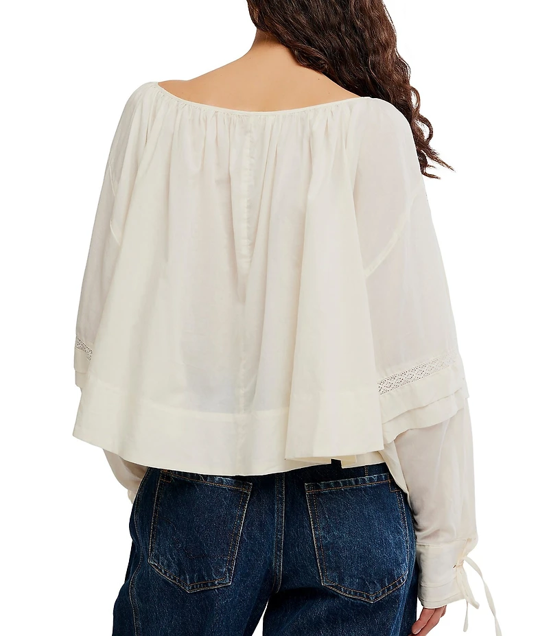 Free People La Lune Scoop Neck Long Sleeve Top