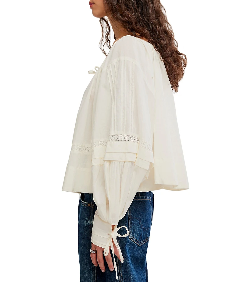 Free People La Lune Scoop Neck Long Sleeve Top