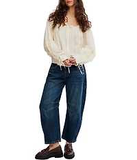 Free People La Lune Scoop Neck Long Sleeve Top