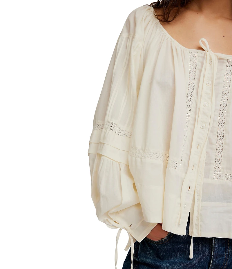 Free People La Lune Scoop Neck Long Sleeve Top