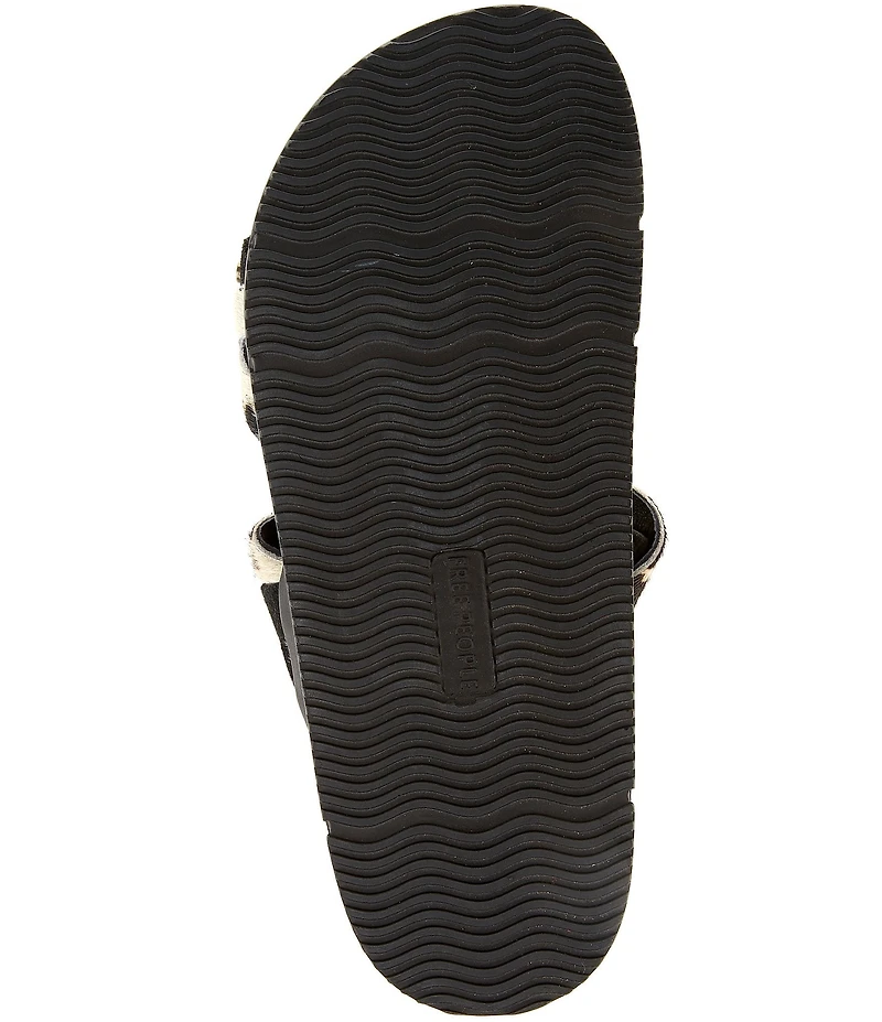 Free People Leo Studded Leather Cow Print Banded Flat Slide Sandals