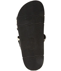 Free People Leo Studded Leather Cow Print Banded Flat Slide Sandals