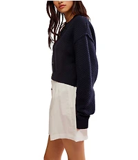 Free People Lila Textured Knit Button Front Long Sleeve Cardigan