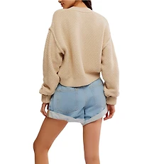 Free People Lila Textured Knit Button Front Long Sleeve Cardigan